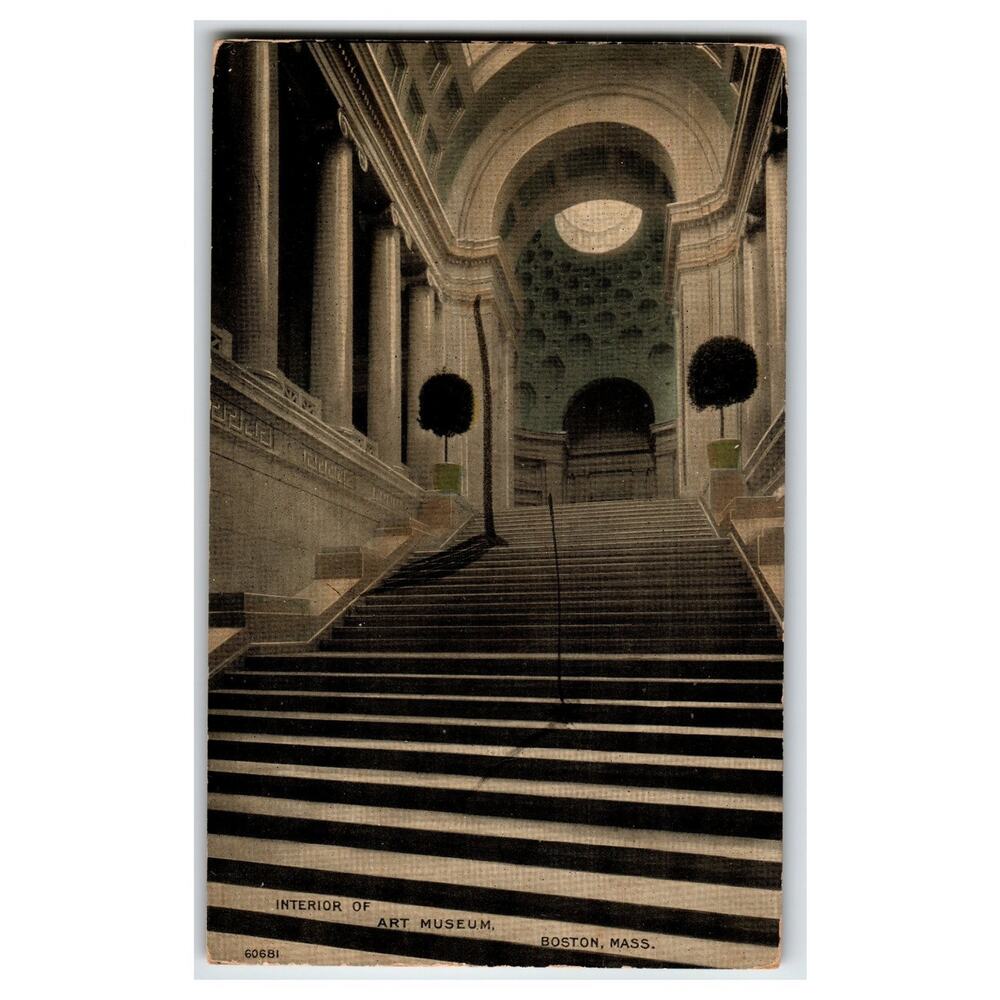 Vintage Boston Art Museum Interior Postcard PCC Linen 5.5x3.5